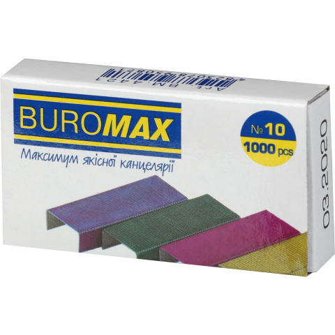 Скоби №10, кольорові, 1000 шт., BM.4421 BUROMAX
